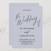 Invitation Typographie D'Écriture La Mariage De Dusty Blue (Devant / Derrière)