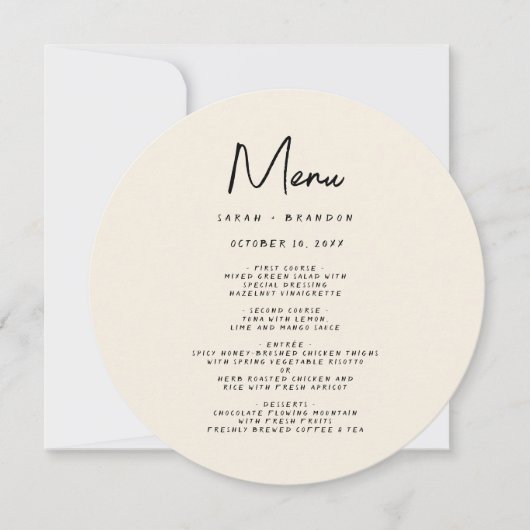 Invitation Typographie d'écriture rétro Menu de mariage (Devant)