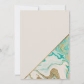 Invitation Typographie des bandes d'or mariage en marbre turq (Dos)