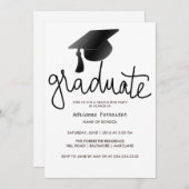 Invitation Typographie des cycles supérieurs Simple Casquette (Devant / Derrière)