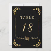 Invitation Typographie des feuilles de laurier Noir Gold Numé (Dos)