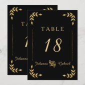 Invitation Typographie des feuilles de laurier Noir Gold Numé (Devant / Derrière)