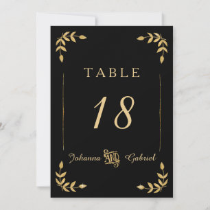 Invitation Typographie des feuilles de laurier Noir Gold Numé