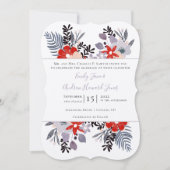 Invitation Typographie des fougères florales rouges pourpres  (Devant)