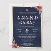 Invitation Typographie des Roses rouges Mariage de Blue Anand (Devant)