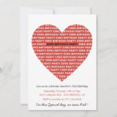 Invitation Typographie d'invitation à 33e anniversaire Red Bl (Devant)