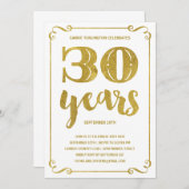 Invitation Typographie d'or 30ème anniversaire (Devant / Derrière)