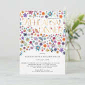 Invitation Typographie d'or Dîner de répétition Mariage flora (Debout devant)