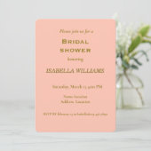 Invitation Typographie d'or imprimé sur rose rose de Peach (Debout devant)