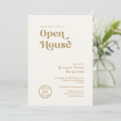 Invitation Typographie d'or moderne Logo d'affaires Open Hous (Debout devant)