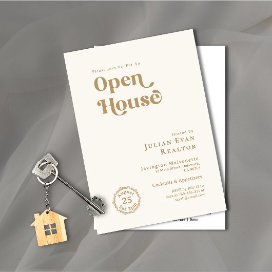 Invitation Typographie d'or moderne Logo d'affaires Open Hous