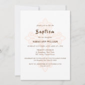 Invitation Typographie d'or moderne rustique Croix Baptême (Devant)