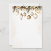 Invitation Typographie d'or Ornements Baubles Noël fête (Dos)