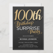 Invitation Typographie d'or Personnalisé Surprise 100e annive (Devant)