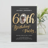 Invitation Typographie d'or Photo moderne 60e anniversaire (Debout devant)