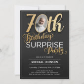 Invitation Typographie d'or Photo Surprise 70e anniversaire (Devant)