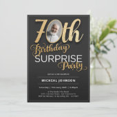 Invitation Typographie d'or Photo Surprise 70e anniversaire (Debout devant)