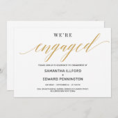 Invitation Typographie d'or rustique moderne police fiançaill (Devant / Derrière)