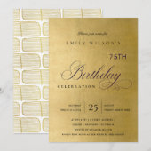 INVITATION TYPOGRAPHIE DORÉE ÉLÉGANTE SIMPLE POUR TOUT ÂGE PO (Devant / Derrière)