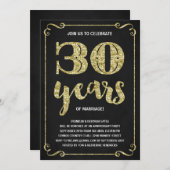 Invitation Typographie dorée | Faux Feuille 30e Anniversaire (Devant / Derrière)