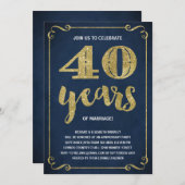 Invitation Typographie dorée | Faux Feuille 40e Anniversaire (Devant / Derrière)