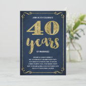 Invitation Typographie dorée | Faux feuille d'or 40e annivers (Debout devant)