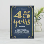Invitation Typographie dorée | Faux feuille d'or 45e annivers (Debout devant)