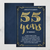 Invitation Typographie dorée | Faux feuille d'or 55e annivers (Devant / Derrière)