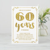 Invitation Typographie dorée | Faux feuille d'or 60e annivers (Debout devant)