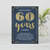 Invitation Typographie dorée | Faux feuille d'or 60e annivers (Debout devant)