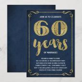 Invitation Typographie dorée | Faux feuille d'or 60e annivers (Devant / Derrière)