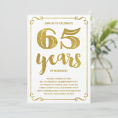 Invitation Typographie dorée | Faux feuille d'or 65e annivers (Debout devant)