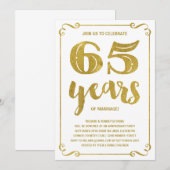 Invitation Typographie dorée | Faux feuille d'or 65e annivers (Devant / Derrière)
