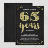 Invitation Typographie dorée | Faux feuille d'or 65e annivers (Devant / Derrière)