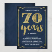 Invitation Typographie dorée | Faux feuille d'or 70e annivers (Devant / Derrière)
