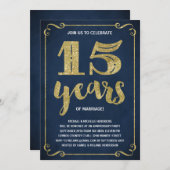 Invitation Typographie dorée | Faux papier d'aluminium 15e an (Devant / Derrière)