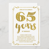 Invitation Typographie dorée | Faux papier d'aluminium 65e an (Devant / Derrière)