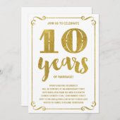 Invitation Typographie dorée | Faux papier métallisé 10e anni (Devant / Derrière)