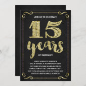 Invitation Typographie dorée | Faux papier métallisé 15e anni (Devant / Derrière)