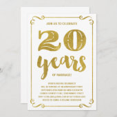 Invitation Typographie dorée | Faux papier métallisé 20e anni (Devant / Derrière)