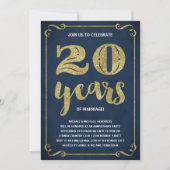 Invitation Typographie dorée | Faux papier métallisé 20e anni (Devant)