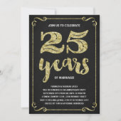 Invitation Typographie dorée | Faux papier métallisé 25e anni (Devant)