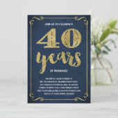 Invitation Typographie dorée | Faux papier métallisé 40e anni (Debout devant)