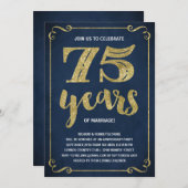 Invitation Typographie dorée | Faux papier métallisé 75e anni (Devant / Derrière)