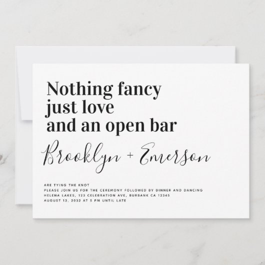 Invitation Typographie drôle Mariage noir blanc (Devant)