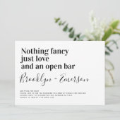 Invitation Typographie drôle Mariage noir blanc (Debout devant)