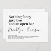 Invitation Typographie drôle Mariage noir blanc (Devant / Derrière)