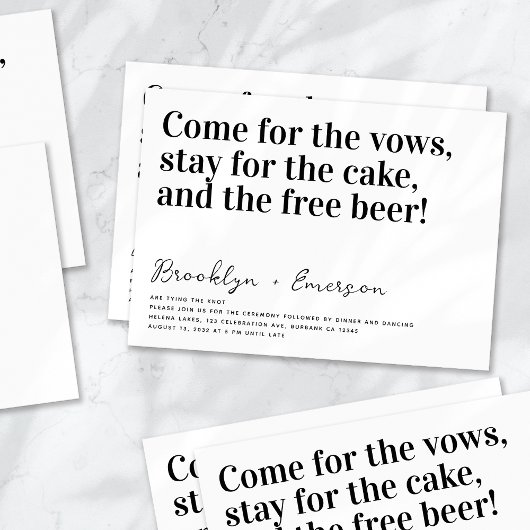 Invitation Typographie drôle Mariage noir blanc