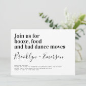 Invitation Typographie drôle Mariage noir blanc (Debout devant)