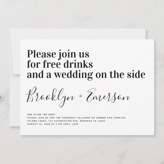 Invitation Typographie drôle Mariage noir blanc (Devant)